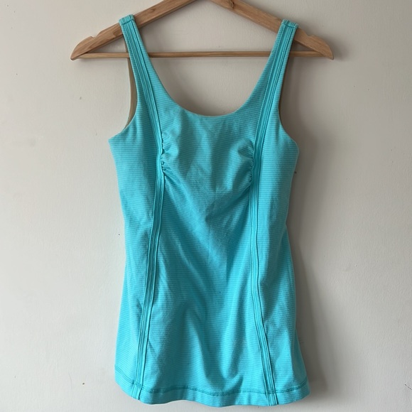 lululemon athletica Tops - Lululemon blue/teal striped tank top Size 6.